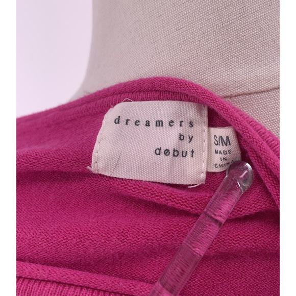 Dreamers By Debut Hot Pink Soft Crop Sweater Top Lightweight S/M - Picture 6 of 9